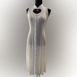 Vintage 5-7-9 Shop White Lace Button-Front Maxi Dress